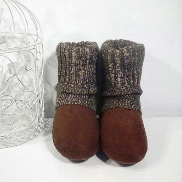 Mudd brown rolled over sock indoor slipper boots - Picture 2 of 7